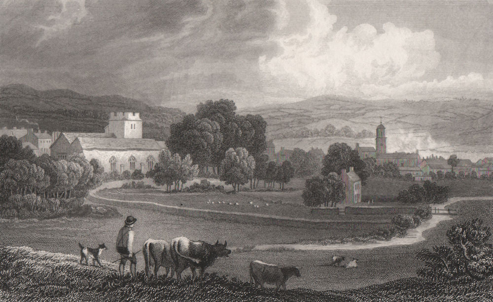 Cowbridge, Glamorganshire, Wales, by Henry Gastineau 1835 old antique print